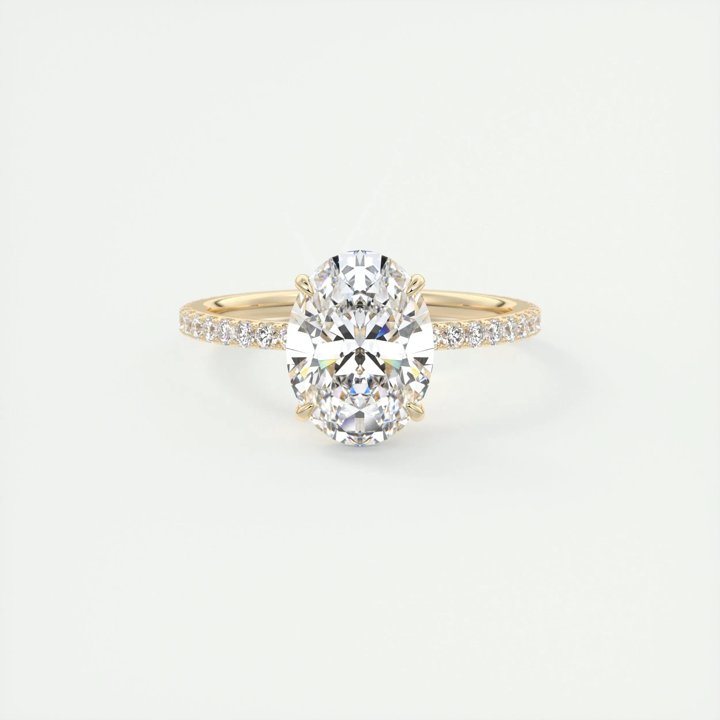 1.91 CT Oval Cut Pave Moissanite Engagement Ring 9